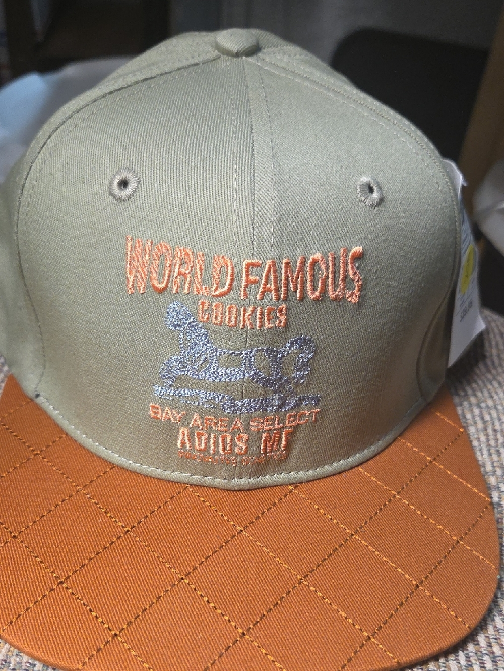 World Famous Cookies Two-Tone Olive and Orange Snapback Hat